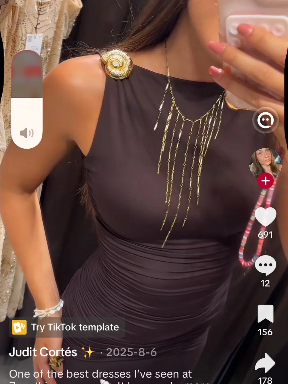 Ruched Dark Brown Dress